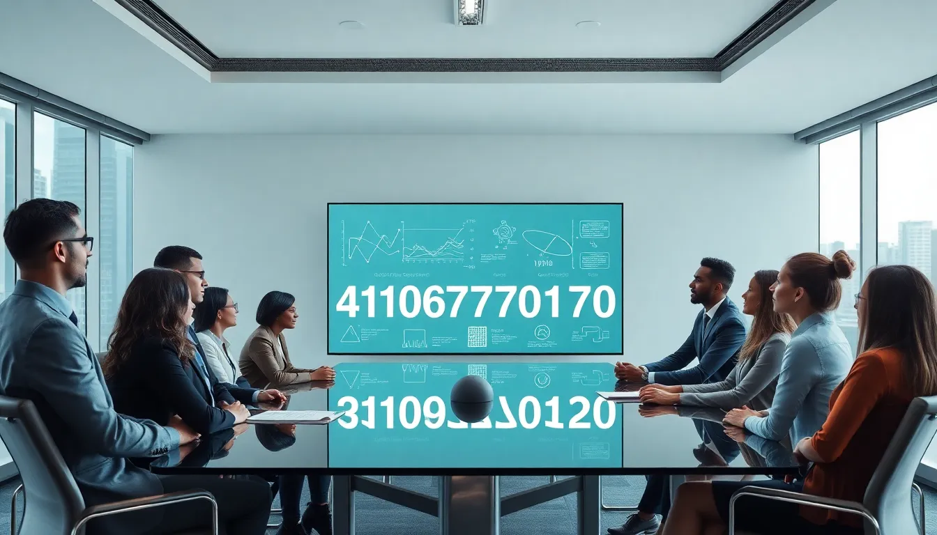 diverse team discussing technology in a modern conference room.